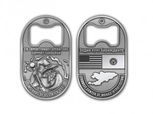 Custom Challenge Coins Shaped Like Dog Tags Serve as a Bottle Opener Too!