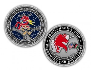 Commander’s Coin Presented to Worthy Soldiers of the 809th Expeditionary Red Horse Squadron