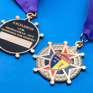 Gold La Salle star medal with a purple ribbon