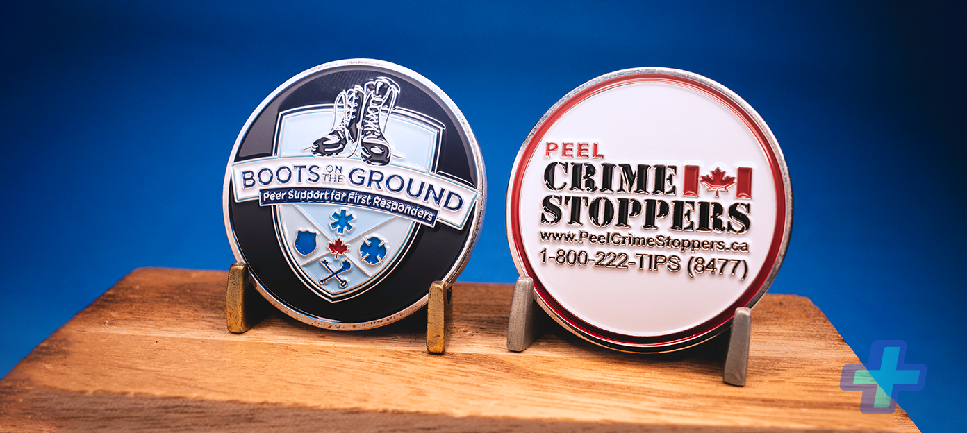 Custom challenge coins for Crime Stoppers and Boots on the Ground